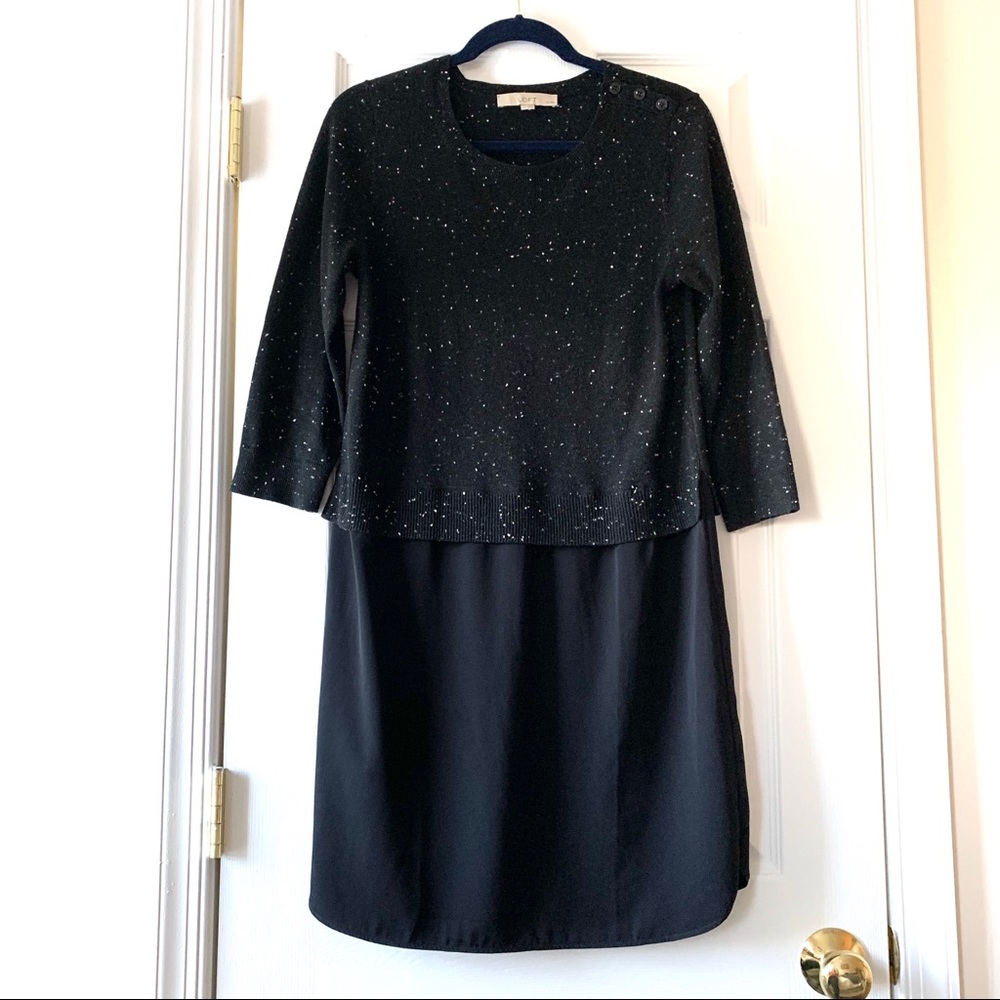 Ann Taylor Loft Black Speckled Sweater Dress
